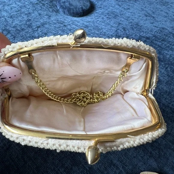 PRIVATE ORDER for @ryhumb: Vintage White Beaded Clutch Purse 1950s Style - Picture 5 of 5